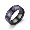 Stainless Steel Black Purple Shell Band Rings Vintage Charms Bling Wedding Engagement Finger Ring Jewelry Party Punk Gifts for Women and Men