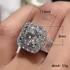 Bröllopsringar Luxury Classic Sliver Plated Square Engagement Ring for Women Shine White CZ Stone Inlay Fashion Jewelry Band