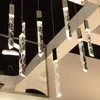 Lampadario moderno a LED Loft Lampadario K9 Cristallo Cromato Duplex Lampadario per scale Soggiorno Hotel Soffitto a sospensione Lampade a sospensione di lusso