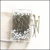 Other Arts And Crafts 100Pcs/Box 38Cm Colorf Round Pearl Head Needles Stitch Straight Push Sewing Pins For Dressmaking Diy Tools Pos Othc3