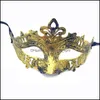 Party Masks Retro Greco Roman Mens Mask For Mardi Gras Gladiator Masquerade Vintage Golden/Sier Sier Carnival Halloween Half Face Dr Dhcz0