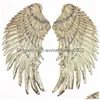 Pojęcia szycia narzędzia złota sier Rainbow Angel Feather Searowe szycie żelazne 33.5x32cm na sukienkę dżinsy koszuli DIY Appliques Drop Dhdxs