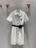 Casual jurken Designer Dames kleden mouwloos denim shirt voor lente zomer uit het delerstijl met budge letter dame slanke riem geplooide rokknop zipp z6ro