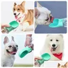 Dog Bowls Feeders Feed Zl0351 Plastic Portable Dogs Cat Water Bottle Outdoor Walking Puppy Pet Travel Feeding Bowl Drinks Dispense Dhojq