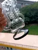 Black Glass Water Recycler Bong Hookahs Oil Dab Rig Rotary Percolators Pipe för rökning med 14 mm fog