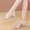 Sandals 2022 Summer Women's Black Beige Party Style PU Women Wedge Ladies Shoes Size 35-41