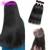 Peruvian 3 Bundles With 360 Lace Frontal Straight Hair Silky Bundles With Human Hair Wefts With Closure3806799