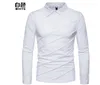 Men's Polos Men Brand Clothing Solid Color Lapel Long-sleeved POLO Shirt Large Size Slim Casual Sports