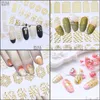 Klisterm￤rken dekaler 1st 3D Gold Bronzing Nail Sticker DIY Hallow Lime Flower Fl Gel Polish Decorations Art Manicure Chad101106 Dr Dhnxw