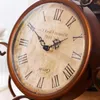 Table Clocks European Style Retro Vintage Wrought Iron Craft Clock For Home Desk Cabinet Decoration (Brown)