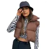 Skiing Jackets Winter Women Warm Vest Coat Sleeveless Loose Waistcoat Casual Stand Collar Short Female Padded Jacket Candy Color Outerwear