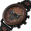 Natural Wood Watch for Men Luxury Multifunctional Calendar Date Mens Black Walnut Wooden Band Man Sandalwood Male Wristwatch Quart2704