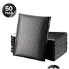 선물 랩 50pcs 블랙 폴리 버블 메일 러 패딩 봉투 BK 포장을위한 늘어선 폴리 메일러 가방 메일 셀프 씰 드롭 배달 홈 DH75U