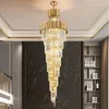 Lustres El Théâtre Villa Grand Lustre Éclairage De Luxe En Acier Inoxydable Multicouche Top Longue Lampe En Cristal Salon Lustres