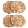 Table Mats Est 4pcs Natural Water Gourd Woven Placemat Round Rattan Mat Pad Green Tropical