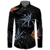 Men's Casual Shirts Tropical Style Print Red And Black Men Leaf Pattern Fashion Homme Long Sleeve Shirt Custom DIY Factory Price Wholesale