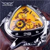 Jaragar Sport Fashion Design Geometric Triangle Case Cinturino in pelle marrone 3 quadrante Orologio da uomo Top Brand Luxury Orologio automatico Clock2546