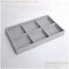 Jewelry Tray Handmade Diy Box Der Storage Organizer Gray Soft Veet Jewellery Earring Necklace Pendant Bracelet Display Rack Plate 4 Dhlfu