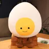 Peluche di uova sode di cartone animato da 40 cm Kawaii creativo uovo farcito abbraccio cuscino schienale del divano decorazioni divertenti regali per bambini