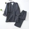 Abbigliamento da uomo uomini uomini tradizionali in pigiama giapponese set di veste kimono haori yukata abito morbido garza di cotone garza verdi stampa a quadri185h