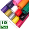 Autocollants de fenêtre 12 "X5ft 12/6 Pack Multi Couleurs Rouleau De Transfert De Chaleur Pour Cricut T-shirt Impression DIY Fer Sur HTV Film Facile À Couper