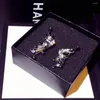 Kolczyki obręcze Układki moda biżuteria 2023 Lekkie luksusowe mikroinkonowane skrzydło cyrkonu przesadzone czarne kryształowe kolczyki motylowe