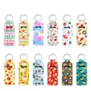 Party Gift 6pcs/set Christmas Neoprene Chapstick Holder Bulk Lipstick Wristlet Keychain Hand Sanitizer Holders With Metal Swivel Clip & 30ml Empty Travel Bottle