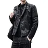 M￤ns p￤ls 2022 Herr Slim Fit Jacket Fashion Solid Color Motorcykel Vinterjackor Chaqueta Hombre Windproof Black Leather S-3XL