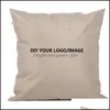 Pillow Case Sublimation Plain Burlap Cushion Er 18X18 Inches Natural Poly Linen Diy Home Sofa Throw Rrf12896 Drop Delivery Garden Te Otq1K