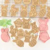 Baking Moulds Happy Easter Plastic Cookie Cutter Egg Chick Biscuit 3D Butterfly Molds Mold Party DIY Tools