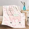 Filtar söt rosa tecknad dekorativ filt sängkast på sängen boho kast fluffig mjuk cabriolet soffa fleece anpassad nordisk