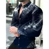 Camisas casuales para hombres Moda de lujo Hombres sociales Turn-Down Collar Camisa abotonada Puntos Impresión 3D Cardigan de manga larga Ropa para hombre