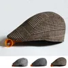 Berets Herbst/ Winter Koreanische Version des Zustroms minimalistische Outdoor -Plaid Beret Männer Hut Lady Cap Mens Flat Hüte