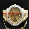 Rostfritt stål armband Nytt herr 2 II Solid 18 kt 41mm Diamond Watch Gold Dial 8 CT Automatisk mekanisk man Watch Wristwatch271C