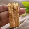 Bangle 4PcsLot 24K Bangles Ethiopian Gold Color For Women Girl Indian Dubai African Wedding Bangls Bracelet Party Bridal Gift Q079243120