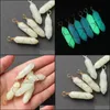 Charms Hexagonal Cylindrical Crystal Stone Glow In The Dark Luminous Wire Wrap Stones Pendant For Necklaces Jewelry Making Women Men Dhrum