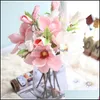 Guirnaldas de flores decorativas 1 pieza Rama de magnolia de seda Artificial Flor falsa de alta calidad para la boda Diy Decorar la decoración del hogar Ottyk
