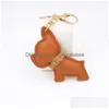 Porte-clés Longes Chien Français Porte-clés De Voiture Boucle Chiot Bldog Pendentif Anneaux Titulaire En Cuir Pu Animal Charmes Dessin Animé Mens Bijoux Dh7In