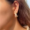 Fashion Luxurious Jewelry Designer Hoop Earring for Woman Party 14K Gold Plated Round Emerald Green AAA Cubic Zirconia 925 Silver Post Bridal Wedding Earrings Gift