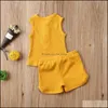 Ensembles de vêtements en gros bébé enfants filles garçons enfants costumes en coton sans manches boutons avant hauts bretelles shorts 2 pièces tenue d'été Dhzjh