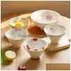 Bowls Japanese 5Inch Ceramic Tableware Rice Soup Bowl Commercial Hat Home Restaurant Kitchen Cute Dinner Ware 1Pc Drop Delivery Gard Dhypa