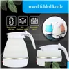 Tekannor Tekannor Sile Vatten Kettle Mini Foldbar Electric Kettles Portable Travel Coffee Milk Heat Inventory Partihandel leverera Dh6rc