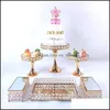 Andra Bakeware Gold 39st Electroplate Wedding Cake Stand Set Dessert Birthday Party Cupcake Plate Rack Drop Delivery Home Garden Ki OT8LI