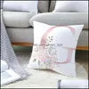 Cushion/Decorative Pillow Pink Letter Decorative Cushion Er Wedding Party Decoration Peach Skin Sofa Pillowcase Rrb12352 Drop Delive Otcm9