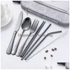 Dinnerware Sets Set Cutlery 7 Restaurant Pieces Steel Knife St Fork Tableware Western Classic Stainless Dinner Dining Drop Delivery Dhlst