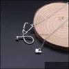 Pendentif Colliers Mode Stéthoscope Médical Collier Bijoux Alliage Je T'aime Coeur Pour Infirmière Médecin Cadeaux En Gros Drop Livraison Otp8H