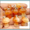 Encantos Gema natural Piedra tallada Seta Cuarzo Cristal Ojo de tigre Colgante de mano para hacer joyería DIY Collar Entrega de gota Encontrar Dhz57