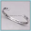 Wedding Bracelets Stainless Steel Open Cuff Bracelet Bangels Friendship Jewelry Personalized Letter Initial You Are Loved Jewellry D Otnfd