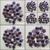 Charms Round Ssorted 18Mm Circle Donut Amethyst Natural Stone Crystal Pendants For Necklace Accessories Jewelry Making Drop Delivery Dhaf9