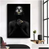 Gemälde Sexy Afrikanische Schwarze Gold Frau Bilder Leinwanddrucke Dekorative Malerei Wandkunst Für Wohnzimmer Poster Kein Rahmen Drop De Dhfoh